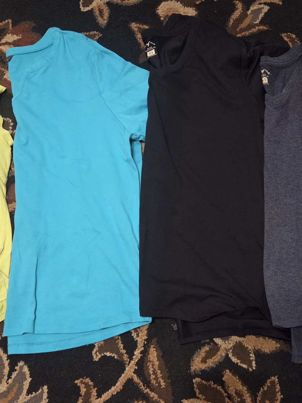 Bright Teal & Black Casual Tees - Soft Cotton Crew Neck